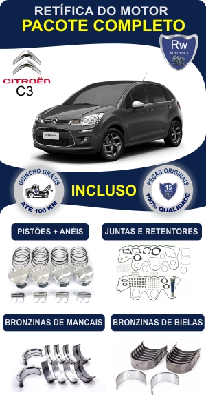 Retífica de motor Citroen C3 peças originais pacote completo Rw motores
